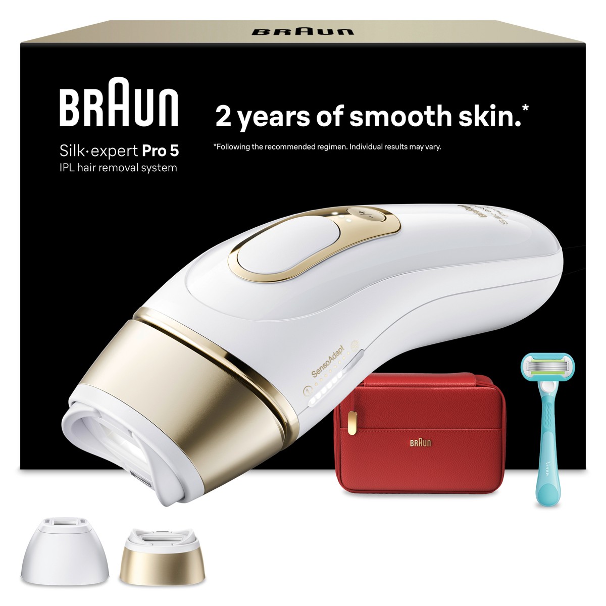 Braun - IPL Silk·expert Pro 5 Ontharing voor thuis - 2 opzetstukken - PL5221 - Wit/Goud