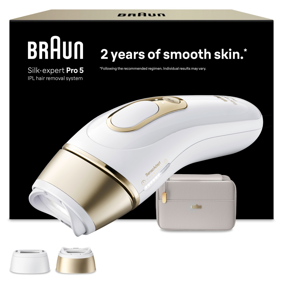 Braun - IPL Silk·expert Pro 5 Ontharing voor thuis - 2 opzetstukken - PL5210 - Wit/Goud